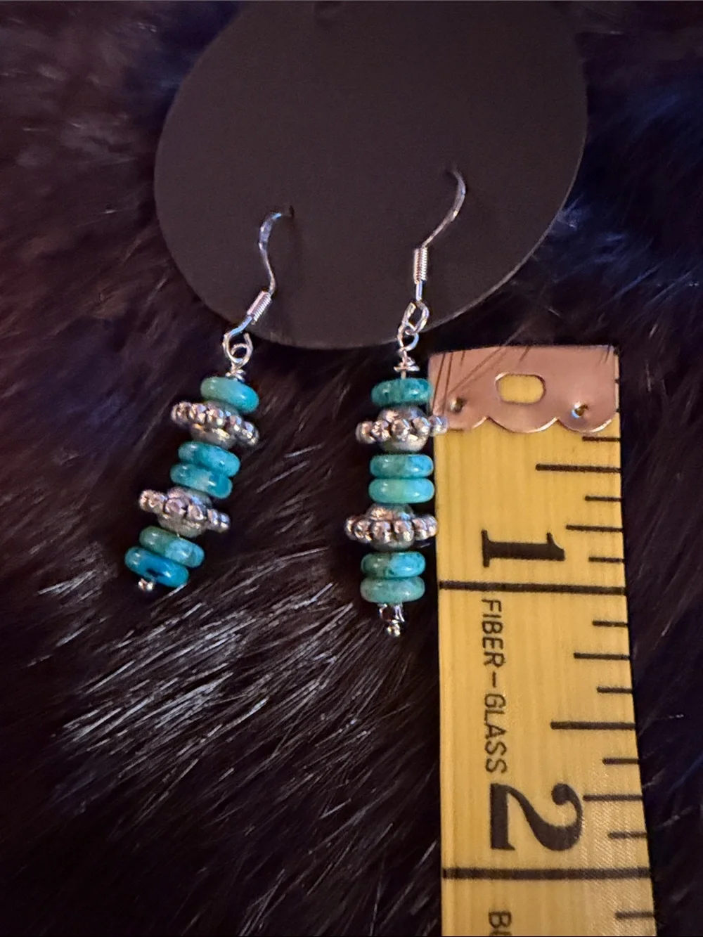 Turquoise Bead Drop Earrings - Silver Accent